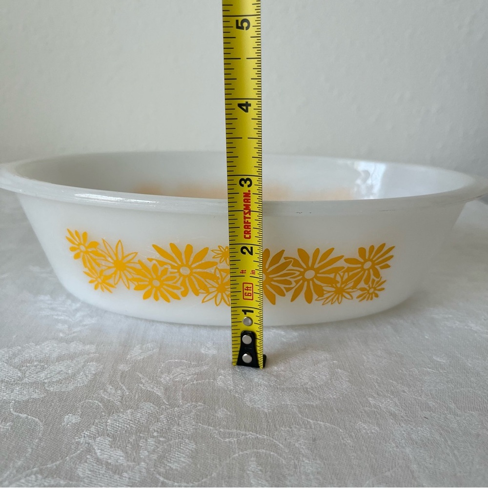 Vintage Glasbake 1 QT. White and Yellow Floral Baking Casserole Dish - Picture 9 of 14